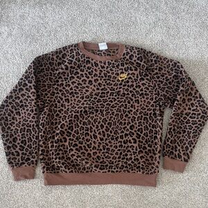 Nike Women's Brown Animal Print Crewneck Sweater